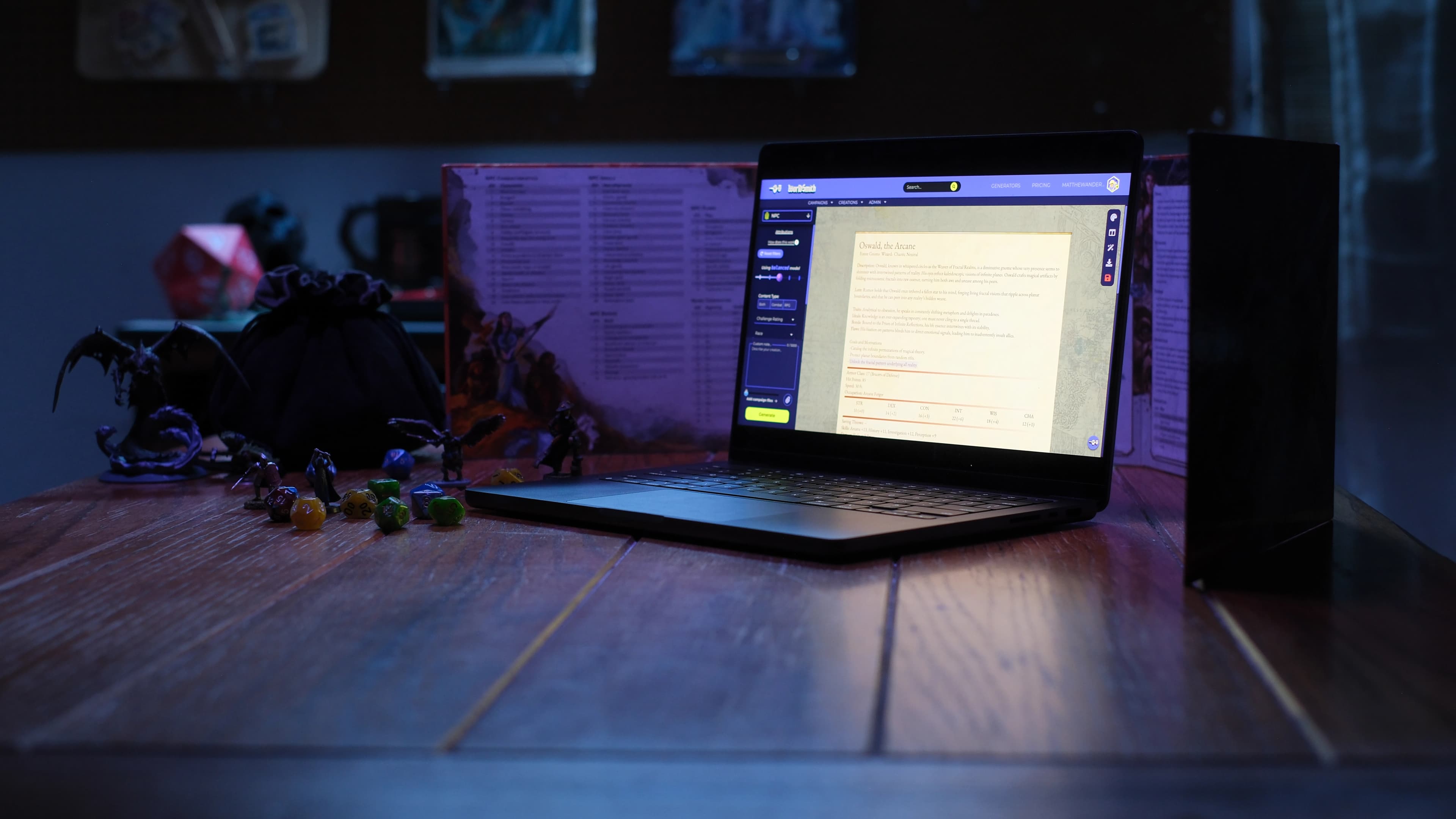 Game master preparing a campaign